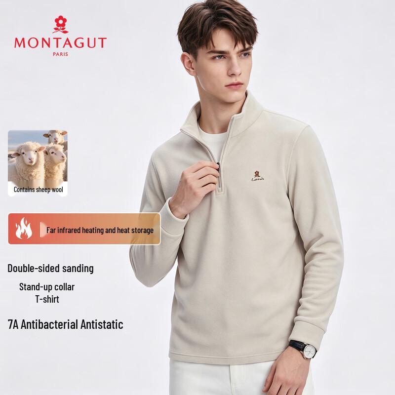 Montagut Men's Anti-Static & Antibacterial Long-Sleeve Thermal Mock Neck T-Shirt