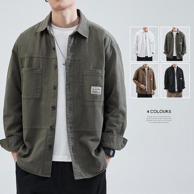 Herren Japanischer Stil Lässig Frühling & Herbst Arbeitskleidung Hemd Jacke