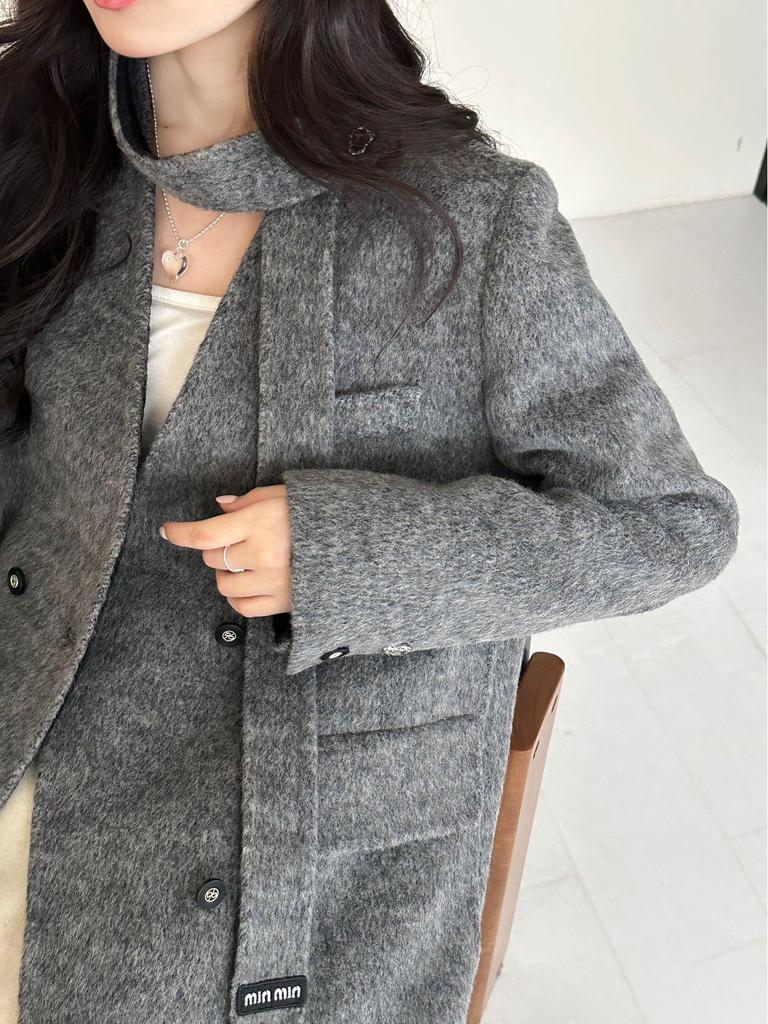 Petite Women's Two-Tone V-Neck Double-Sided Wool Coat for Autumn/Winter
