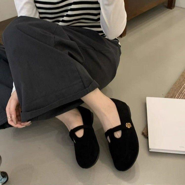 Fashion versatile retro style flat-soled grandma shoes women's cute comfortable soft-soled women's single shoes 2025 spring and autumn new models