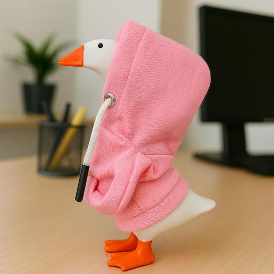 2Pcs Mini Goose Hoodie 7 Inch Desk Goose Outfit Tabletop Goose Statue Costume for Magnetic Goose Figurine Key Holder Table Decor