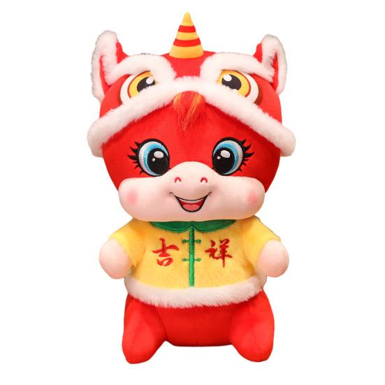 Year of The Horse Plush Toy Lion Dance Mascot for 2026 Chinese New Year Gift Soft Stuffed Animal for Celebration And Decoration