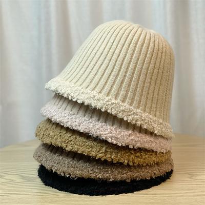 Damen Wollmütze Herbst und Winter Fischerhut Japanischer Stil Vielseitig Koreanischer Stil Trendig Warm Gesichtsbetonend Kleine Gestrickte Schüsselmütze