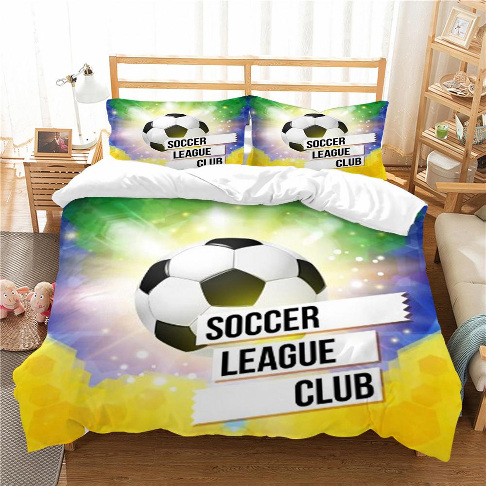 Bettwäsche-Set, 2/3-teilig, Bettbezug, 3D-Fußballdruck, Heimbettwäsche, Polyester-Mikrofaser, waschbar, für Schlafzimmer