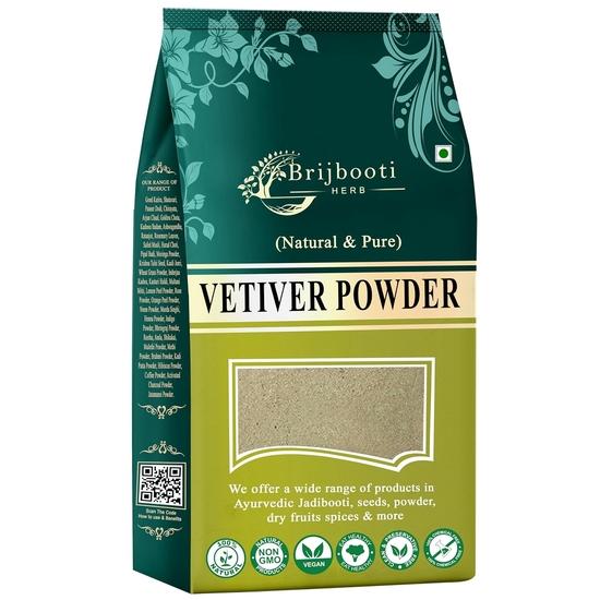 BrijBooti Vetiver Root Organic Powder 400 Gr - Khus Root Powder (khus khus powder) - Kas Ramacham | Face Scrub| Healthy Skin 400GM
