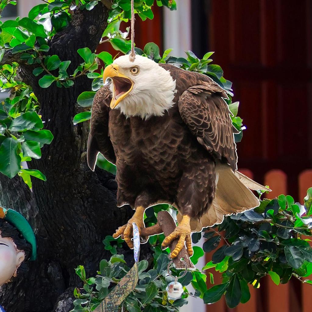 Fake Bird Repel Scarecrow Waterproof Bird Repel Scare Devices Decoration Wind Chime Owl Bird Repeller with Bells Hanging