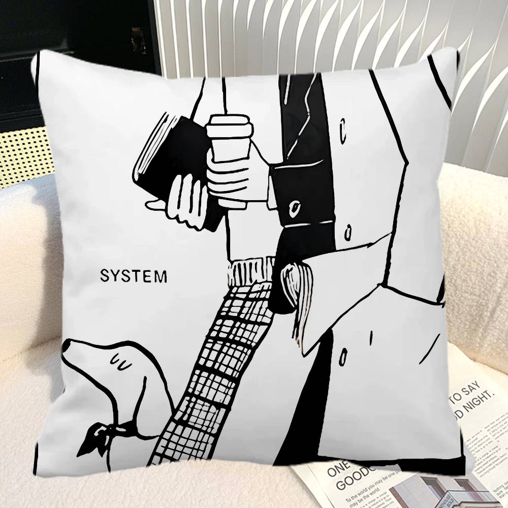 Modern Korean Black And White Love Theme Pillow Case Square Pillow Bedroom Sofa Leisure Comfort Cushion Car Home Decoration