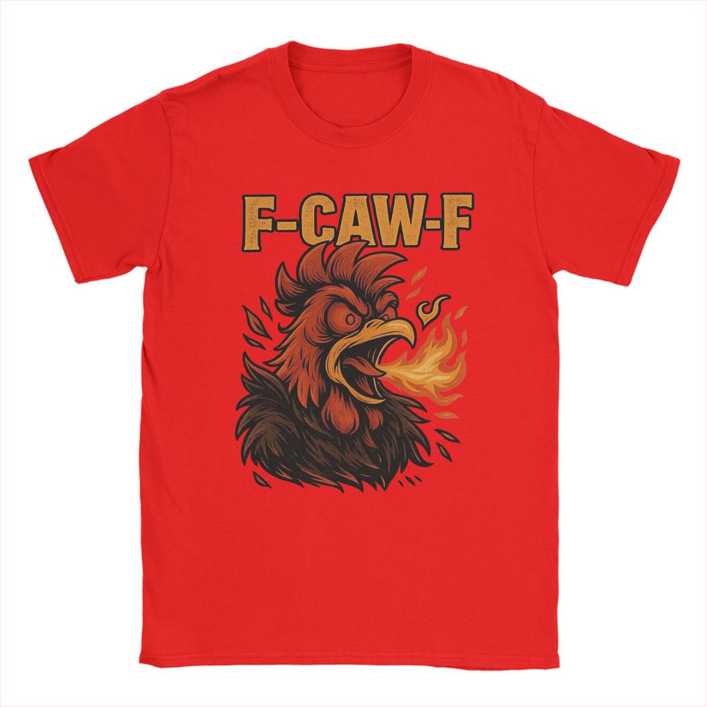 F-CAW-F Funny Rooster Meme  Hilarious Chicken Men's T Shirts Fashion Tees Short Sleeve O Neck T-Shirts 100 Cotton 6XL Clothes