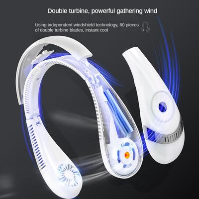 Electric Hanging Neck Fan with Large Battery Portable Air Conditioner Bladeless Neck Fan Usb Ventilation Fan Suitable for Gift