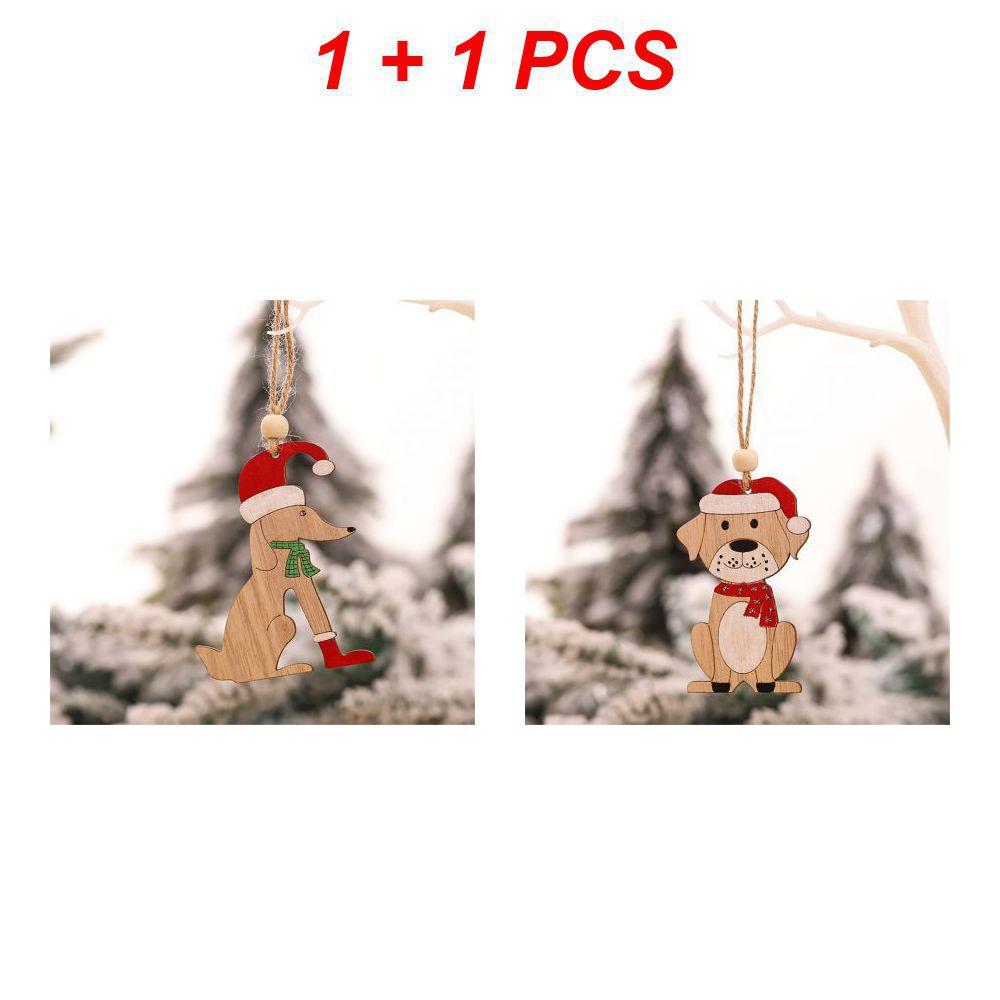 Car Ornaments Small Christmas Tree Hanging Wooden Pendants Elk Cartoon Animal Ornaments 2025 New Christmas Holiday Decorations