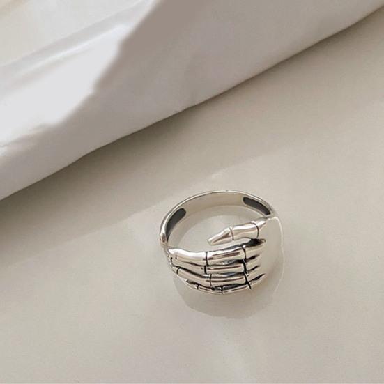 Yousheng Women Ring Bone Hand Opening Resizable Retro Jewelry Adjustable Finger Ring for Halloween