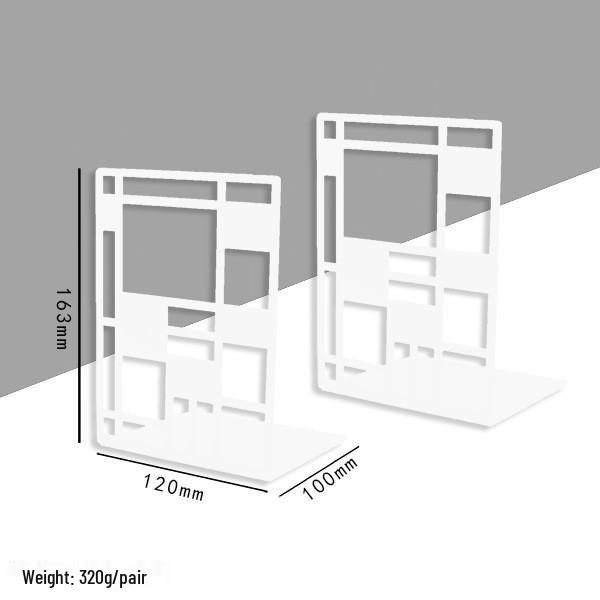 Creative Wrought Iron Metal Book Storage Rack and Personalized Hollowed-Out Bookends