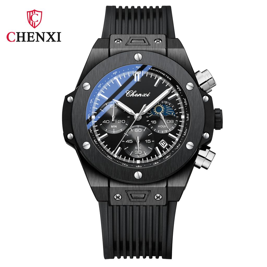 Men Watches High Quality Waterproof Sports Chronograph Quartz Wristwatches Silicone Strap Calendar Luminous Watch For Men