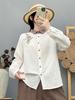 Women's Retro Embroidered Collar Double-Layer Cotton Long-Sleeve Shirt, Spring 2026 Collection - Soft, Skin-Friendly, and Breathable