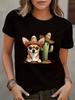 Women's T-shirt Short Sleeve Round Neck Casual Top with Chihuahua Print Soft Comfortable Suitable for Daily Wear for Women