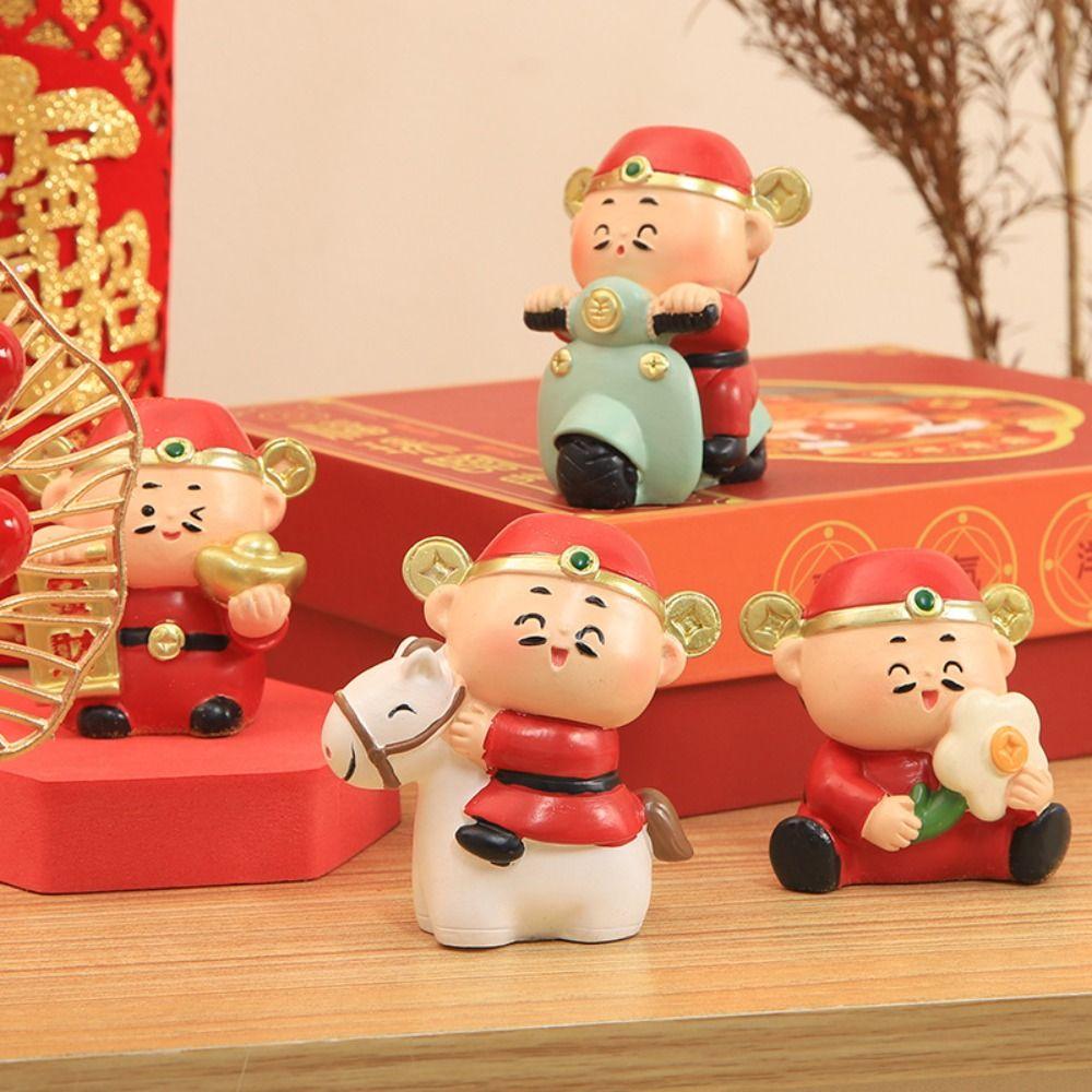 Resin  Crafts God of Fortune Statue Cartoon New Year Car Ornaments  Home