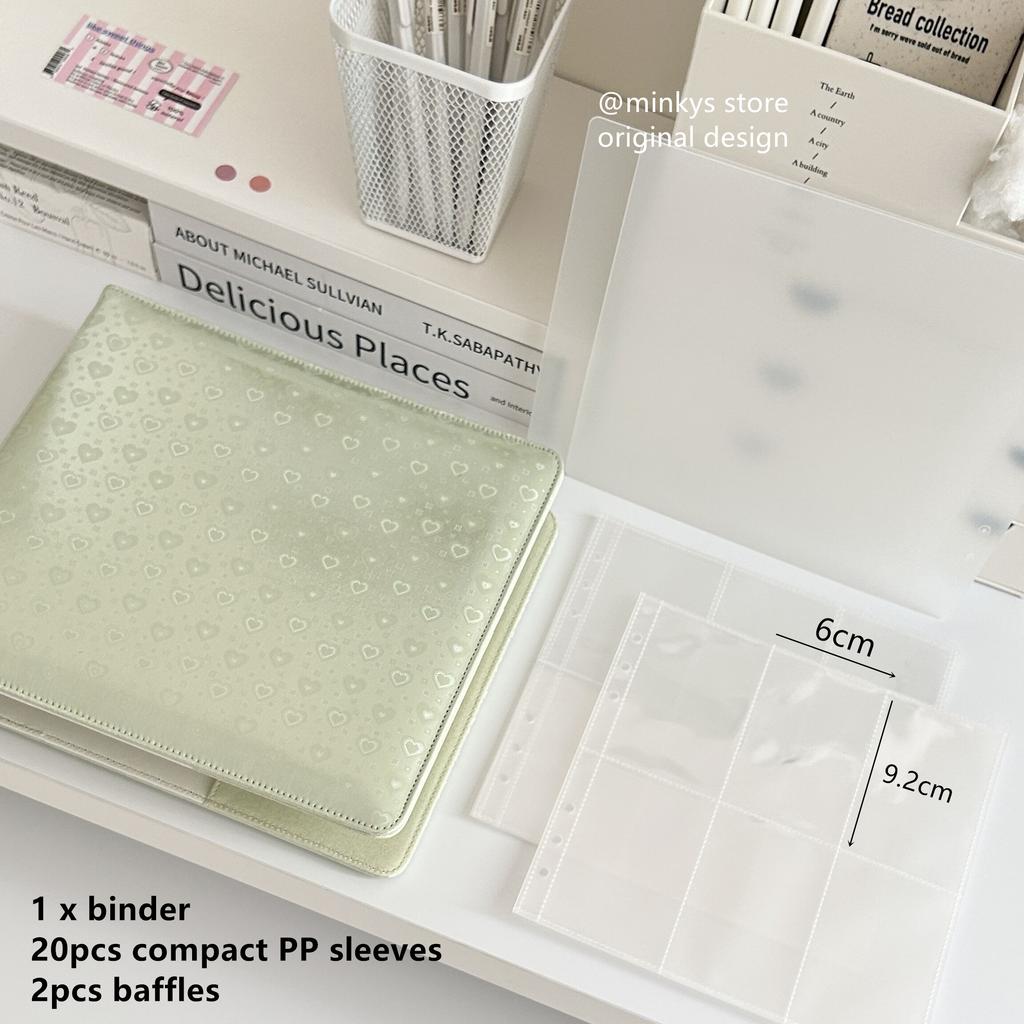 MINKYS Original Design Glittery Love Heart PU 6 Space Kpop Photocard Binder Collect Book Idol Photo Card Holder Photocards Album