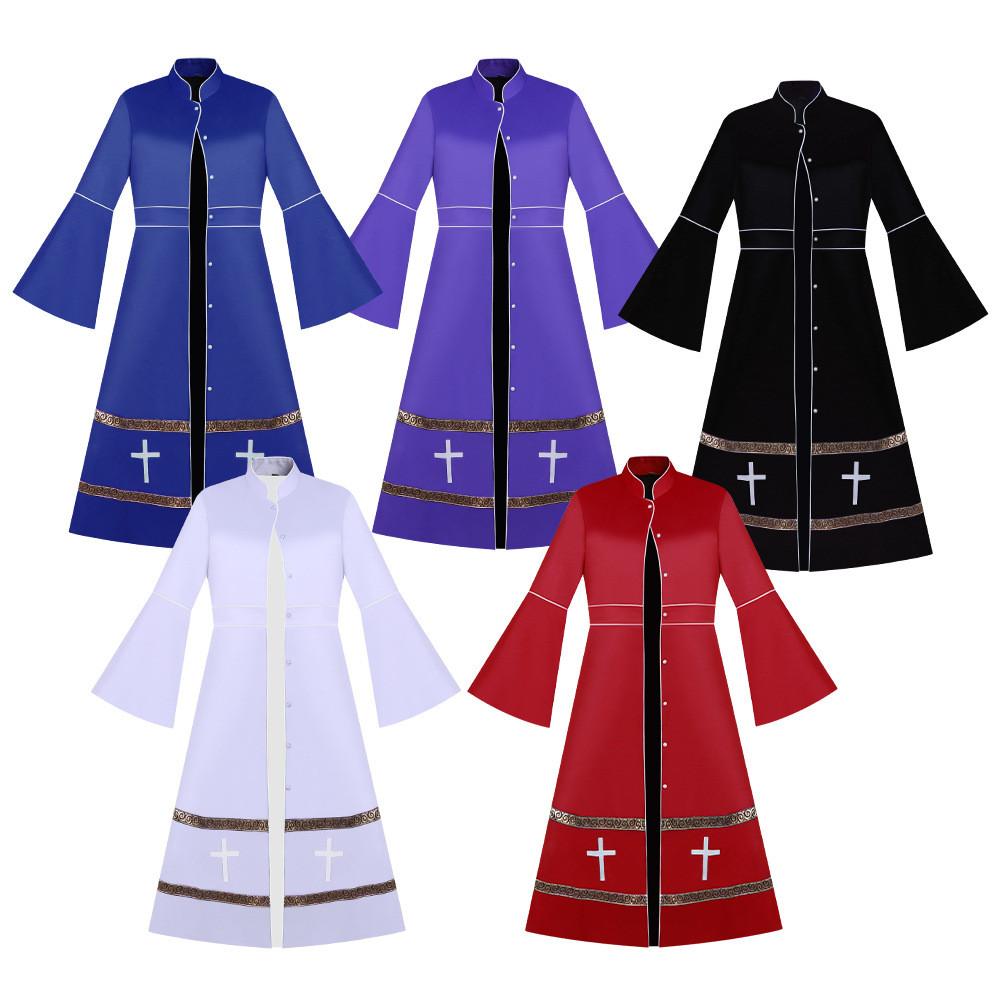 Robe Sacerdotale Medievale per Donne in Tessuto di Poliestere per Cosplay e Giochi di Ruolo Fantasy