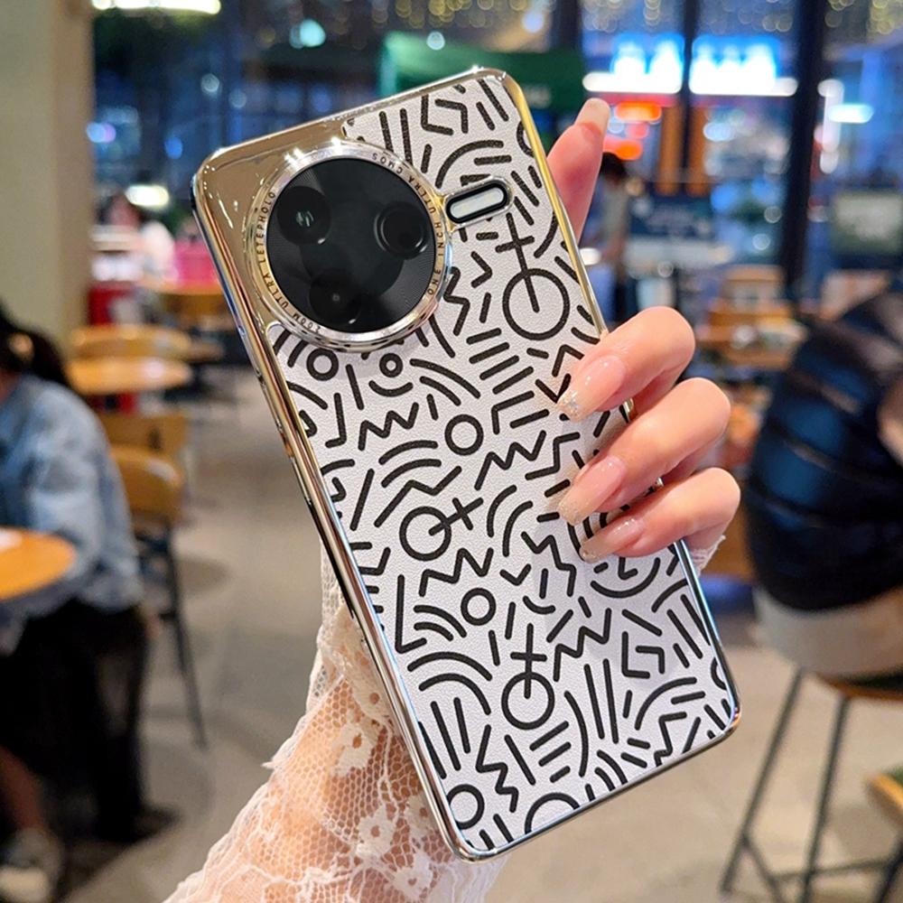 For Xiaomi Redmi K80 5G/Poco F7 Pro 5G Case Creative Doodle Leather Electroplated Phone Back Cover