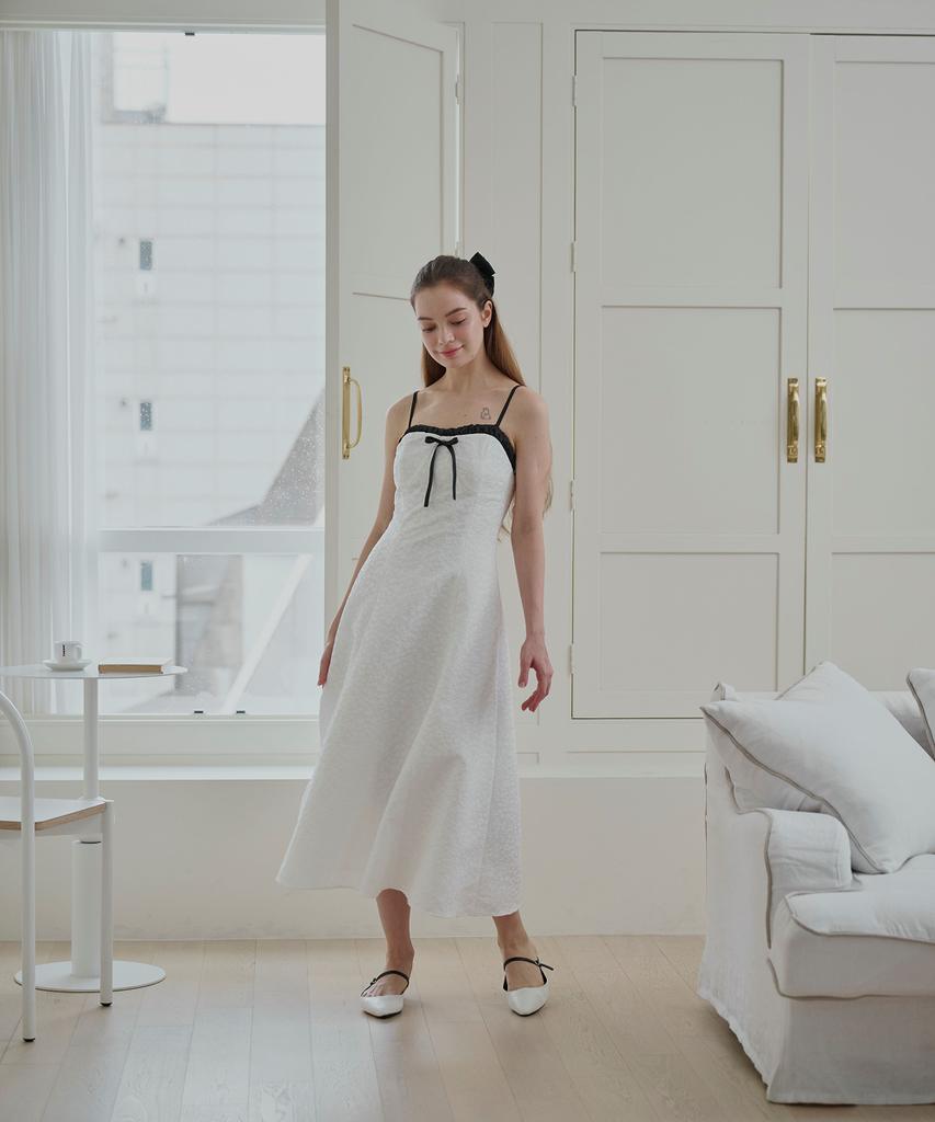 ALIENAR Satin Shirring Coloring Dress