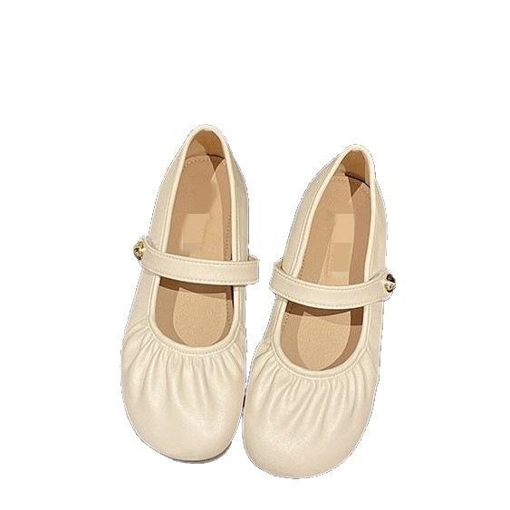 Women's low-cut flats, 2026 summer new one-strap Mary Jane shoes, soft soles with skirts, small leather shoes, grandma shoes