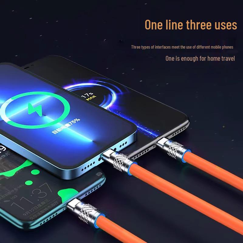 Bold 240W 3-in-1 Flash Charge Cable for Apple, Huawei, VIVO, OPPO - 6A Support