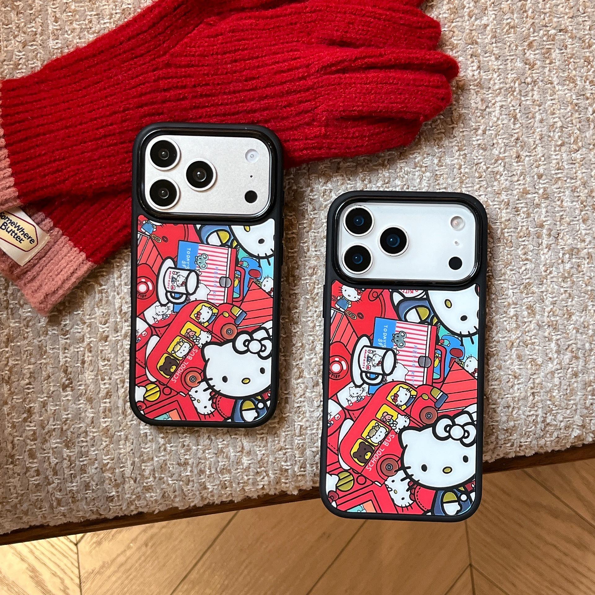

Cartoon Bus Afternoon Tea Kittens: Elegant Craftsmanship with Two Styles and Premium Material, Featuring Independent Buttons UV Transfer Printing чёрный