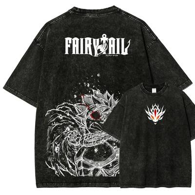 2026 Hot Sale Hot Anime Fairy Tail Clothing Men Women Short Sleeve Tshirts Washed Cotton Tee Retro Oversized T-shirt Harajuku T Shirt Streetwear