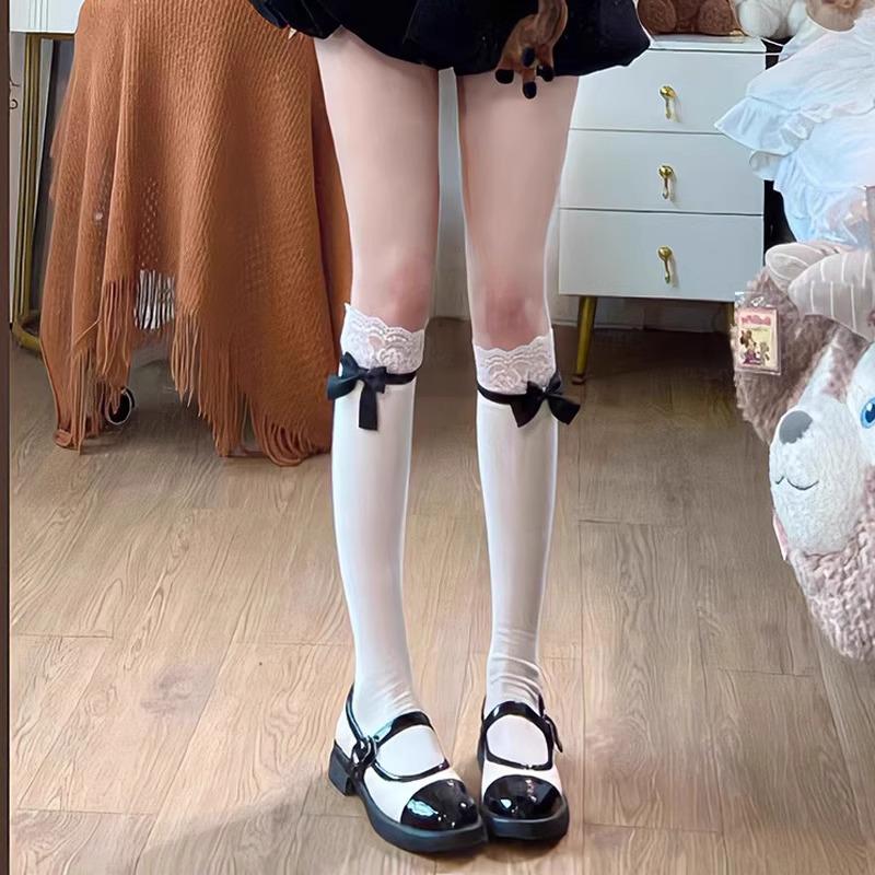 2025 Sladká Lolita Mašle Krajkový Lem Ponožky do Poloviny Lýtka