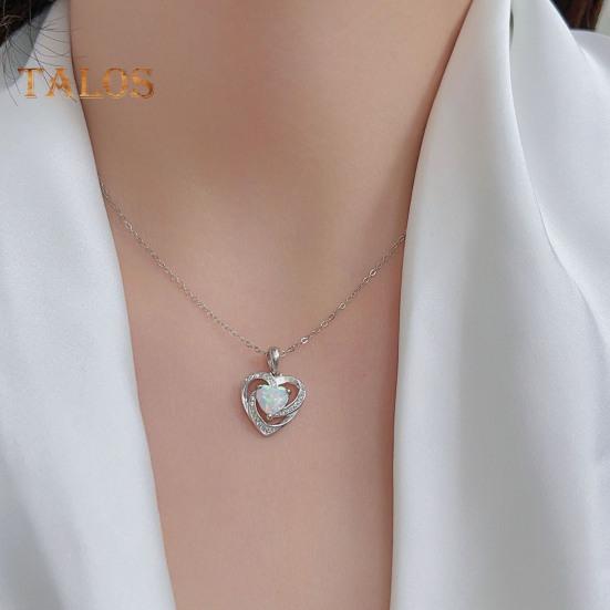 Faux Crystal Heart Infinity Necklace Sparkly Rhinestone Pendant Necklace Romantic Jewelry for Valentine's Day Birthday Gift