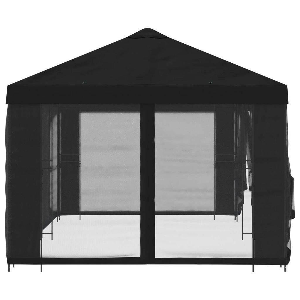 Pavilion with Side Walls 6 X 3 M Black Polyester and Steel