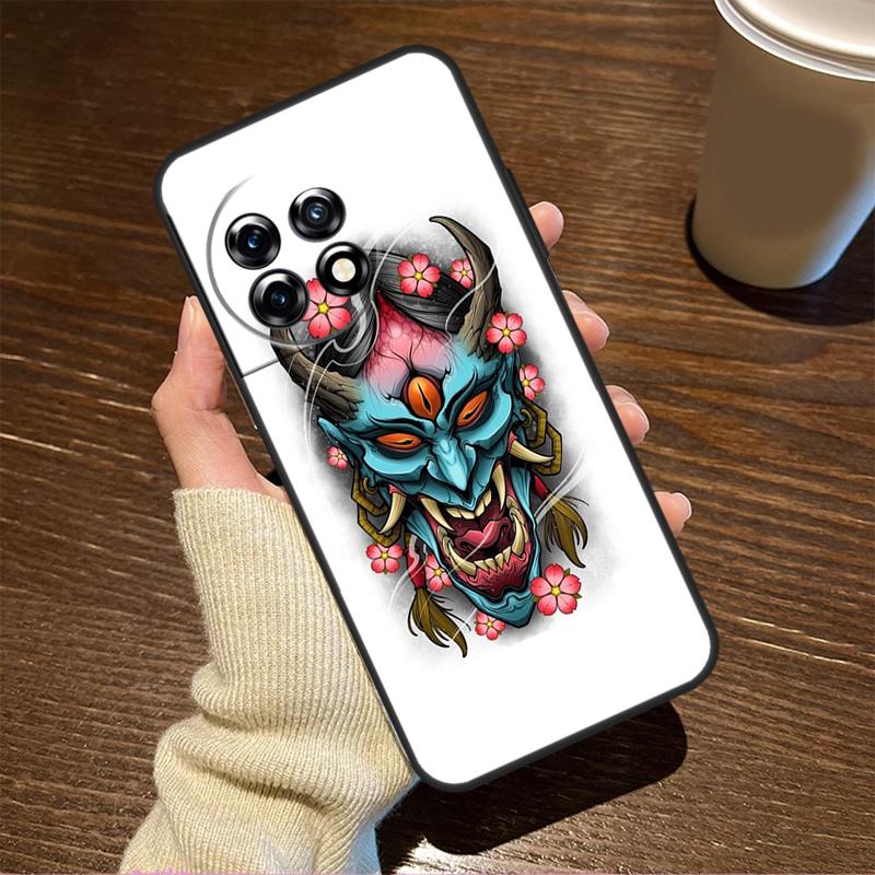 Japanese Oni Hannya Demon Mask Case For OnePlus 13T 10T 8T 10R 13R 15 R 13 12 11 9 10 Pro Nord CE 5 2 3 4 Lite N20 N30 Cover