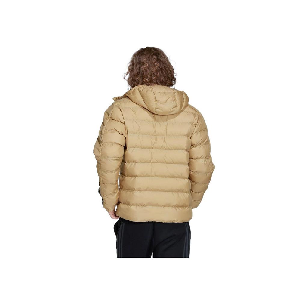 Adidas Logo Print Classic Three Stripes Detail Hooded Cotton Jacket Men Jacket Khaki GT1676