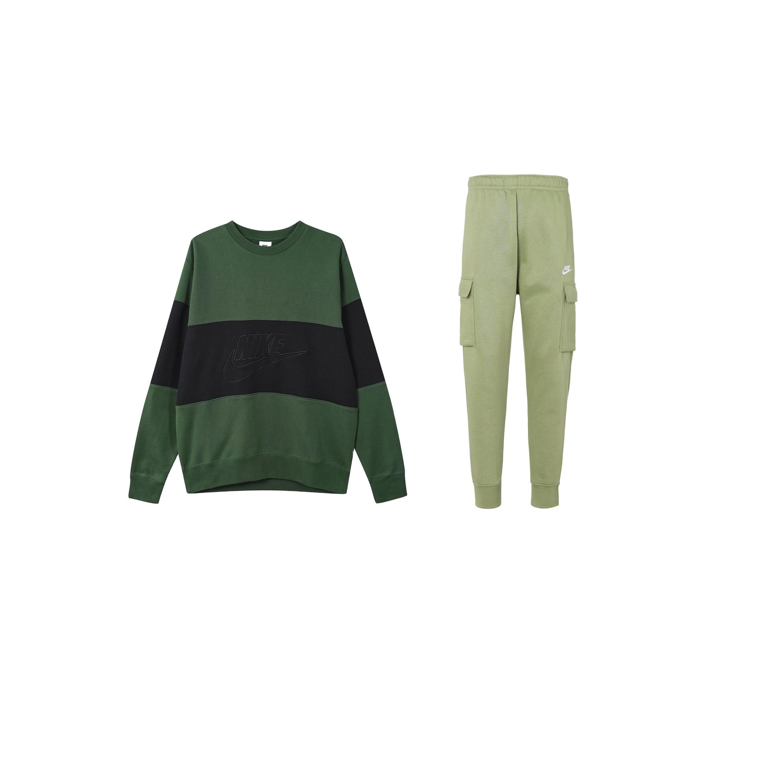 

Nike Комплект спортивных штанов с логотипом в стиле колор-блок, вышивка, американский круглый вырез, длинный рукав, манжеты, вязаный, мужской комплект спортивных штанов FB7849-323+CD3130-386 XXL