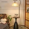 Retro American Floor Lamp with Storage Rack and Tabletop