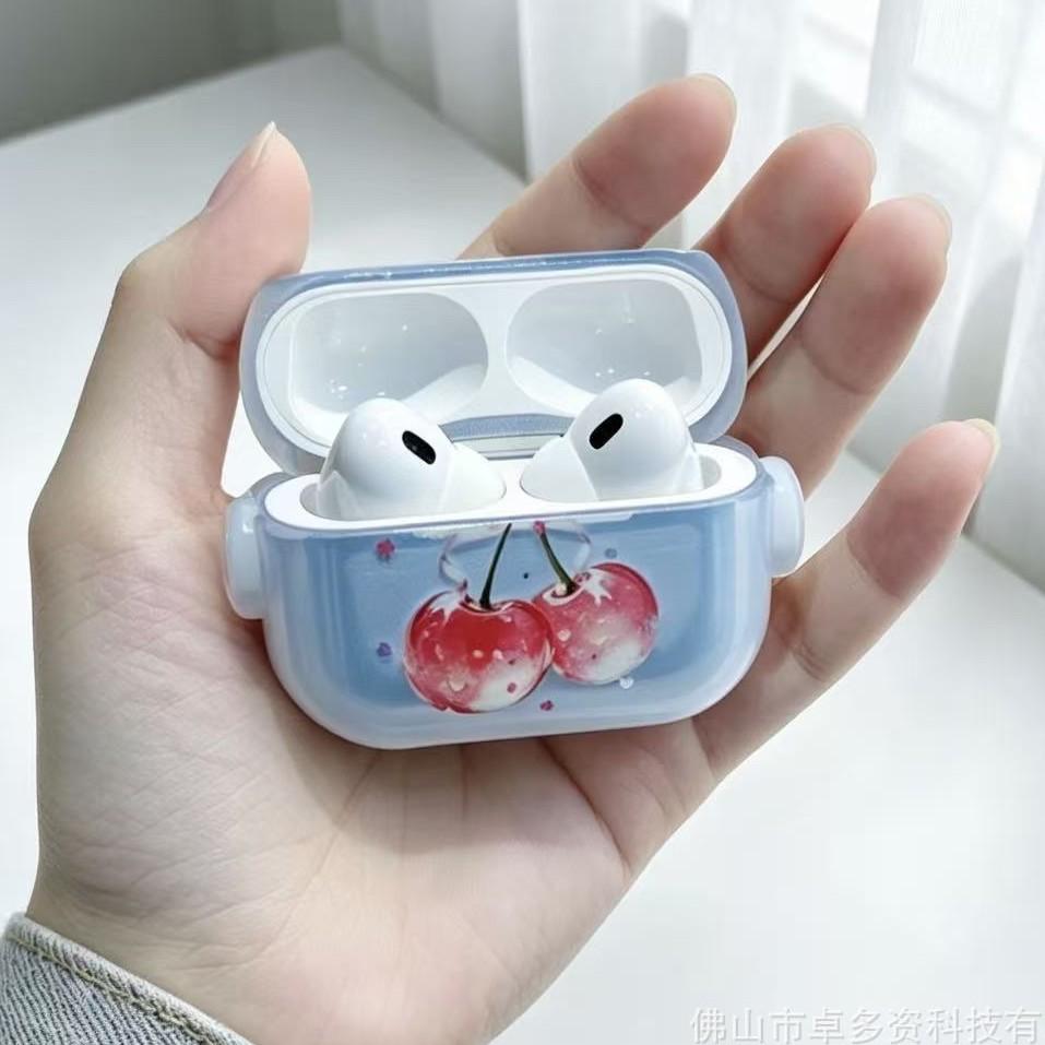 Cap and Ear Stand Style Cherry, Suitable for Apple AirPods 1, Apple Earphone Case, Pro 1 Earphone Cover, 1/1 Generation INS Style