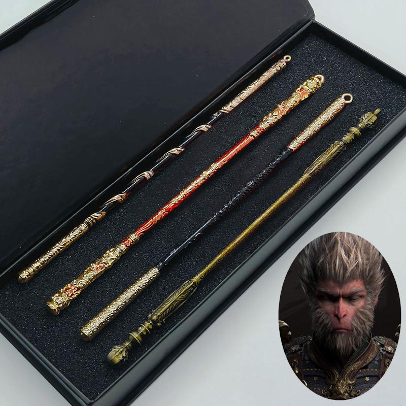 22cm Schwarze Mythologie Wukong Spiel-Peripheriegerät Ganzmetall-Handwerk Affenkönig Ruyi Goldener Stab Ornament Modell Dekoration Spielzeug Geschenk
