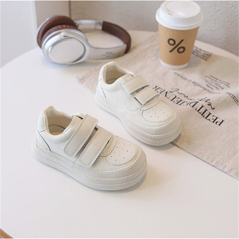

New Spring Children Shoes Leather White Kids Tennis Breathable Fashion Outdoor Boys Girls Sneakers Size 26-37 36