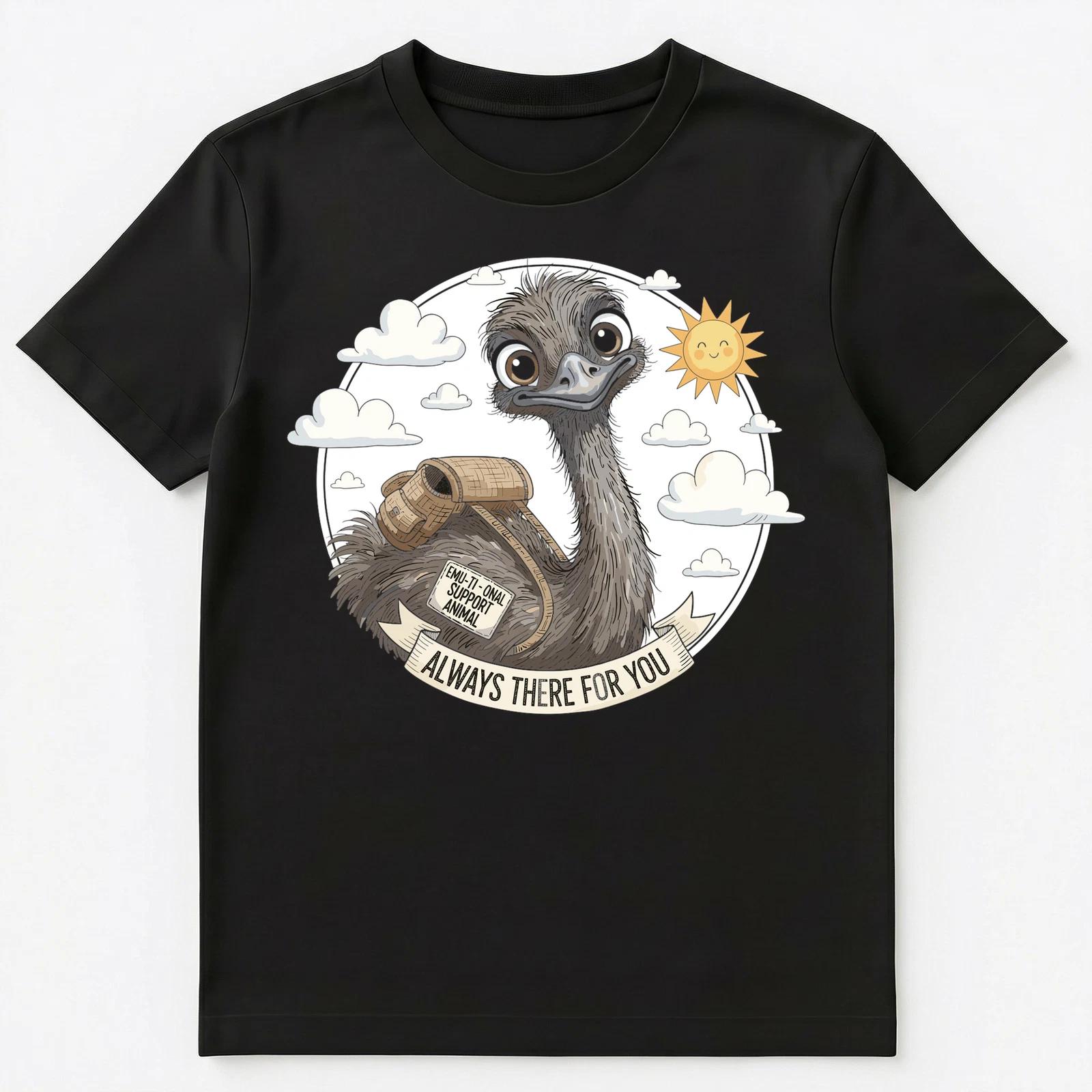 Emu Tional Support Animal Positive Humor Art Unisex T-Shirt M