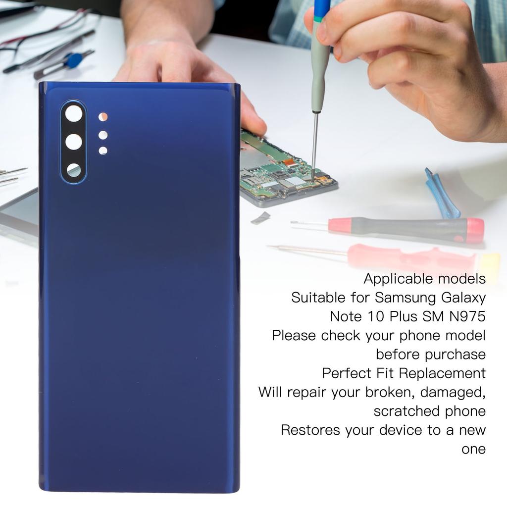Rückseitige Glasgehäusetür mit vormontiertem Kameralinsen-Reparaturwerkzeugsatz für Note 10 Plus SM N975