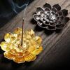 1Pcalloy Incense Burner Stick Holder Buddhism Lotus Line Incense Plate Sandalwood Coil Base Temples Yoga Studios Home Decoration