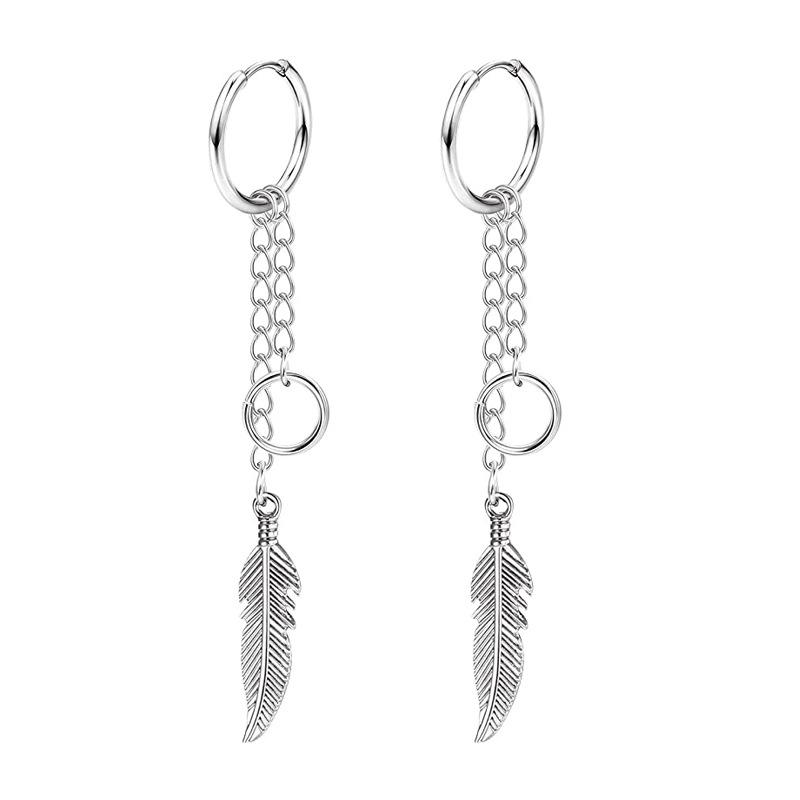 Black Series Titanium Steel Punk Style Earrings - Unisex, Korean Fashion, Unique Design