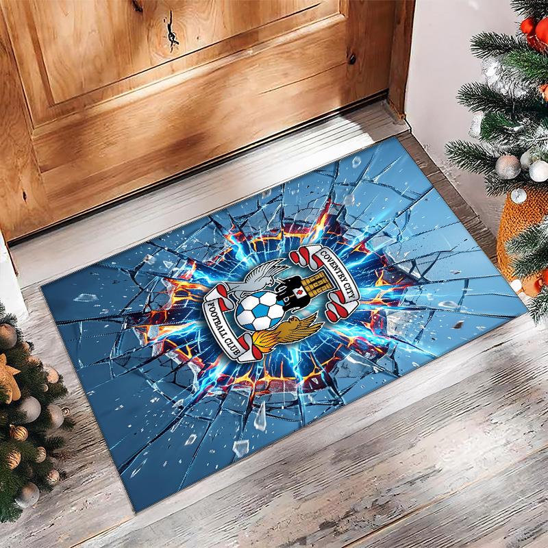 Tappeto in Velluto di Cristallo con Stampa del Coventry City Football, Comodo Assorbente d'Acqua Antiscivolo Tappeto per Pavimenti Interni