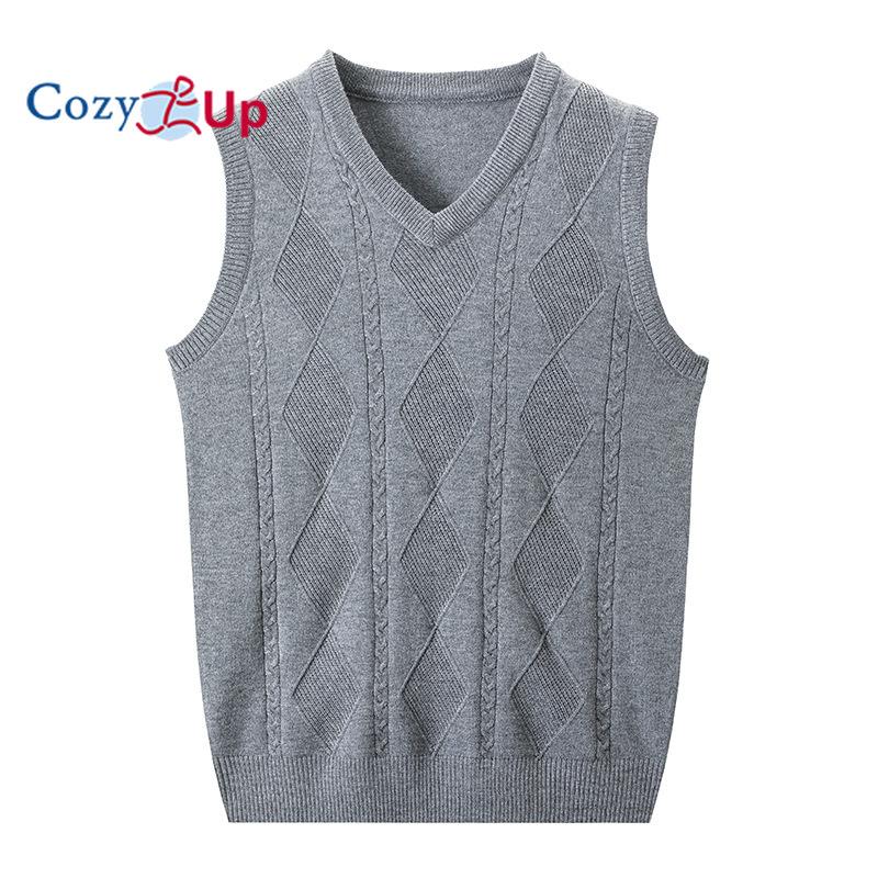 Cozy Up Men's Sweater Vest V Neck Slim Fit Casual Sleeveless Twisted Knitted Pullover Sweater