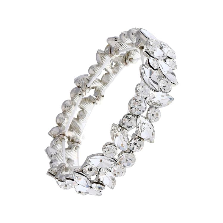 Fashionable Sparkling Rhinestones Elastic Bracelet for Women Modern Jewelry for Wedding Celebration Party Night