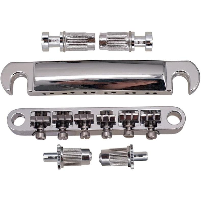 Baosity Zinc Alloy Roller Saddle Bridge Tailpiece for 12 LP EPI Electric Guitar Parts, Silver