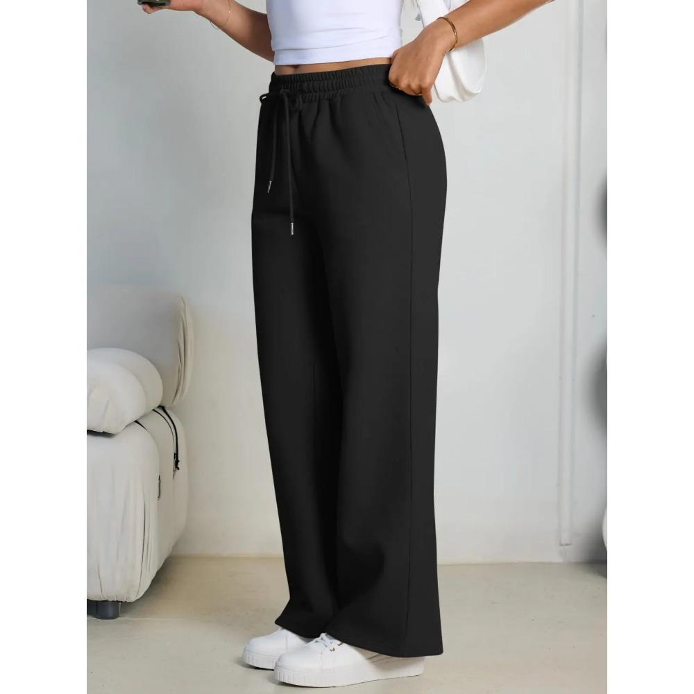 Gerade Weiter Bein Lockere Hose Damen Mode Frühling Sommer Baggy Jogginghose Hohe Taille Lässig Straßenhosen Schicke Hosen