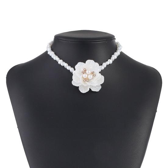 Kamelien-Perlen-Choker Retro Blume Perlenkette Elegante Kamelienkette Ohrringe für Hochzeitsparty Dating Urlaub