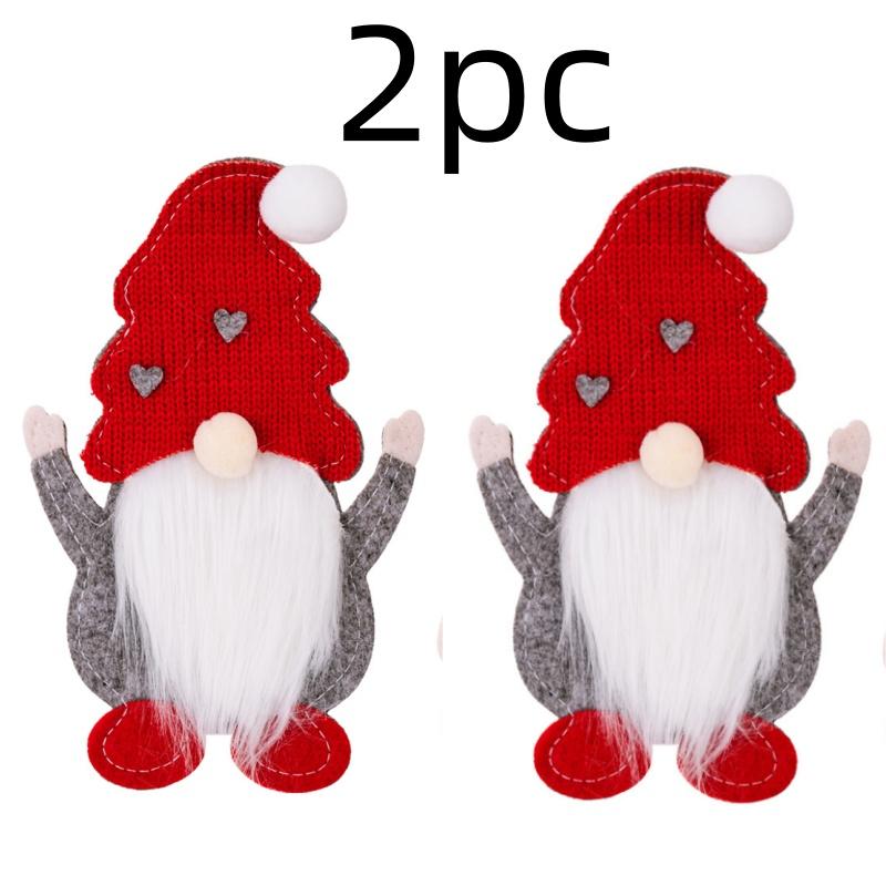 1/2 szt. Świąteczne etui na sztućce w kształcie Świętego Mikołaja, kieszonka na sztućce, dekoracja stołu na przyjęcie bożonarodzeniowe