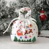 Christmas Gift Bag with Drawstring Reusable Candy Bag for Treats Cookie Goodies Xmas Eve Fruit Storage Bag with Santa Snowman Deer Doll